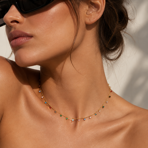 Cubic Zirconia Colored Stones Necklace